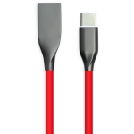 Кабель PowerPlant USB - Type-C, 1м, силикон, красный